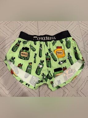 Chicknlegs Women's Pickle Print Athletic Shorts - Lime Green